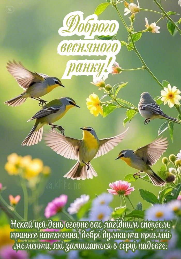 Доброго весняного ранку з милими пташками.