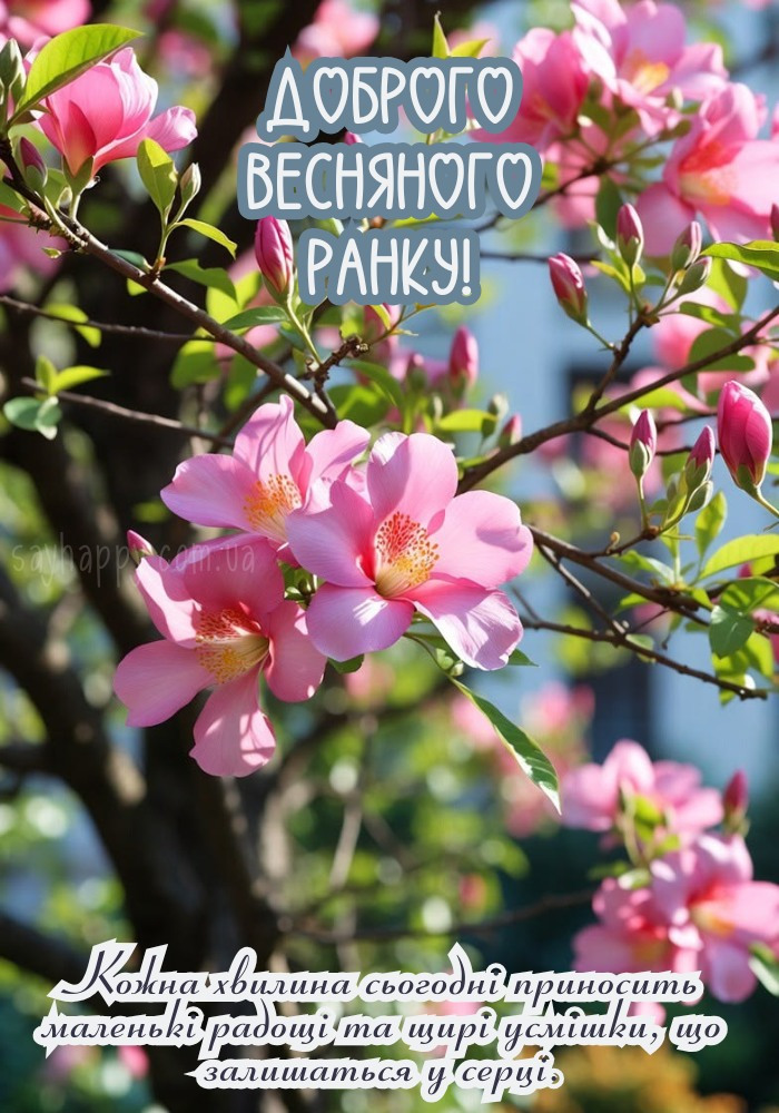 Казковий весняний ранок з квітучим деревом.